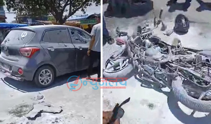 बालग्राम चोकमा भएको दुर्घटनाको कारण मोटरसाइकलको तीव्र गती : ट्राफिक प्रहरी